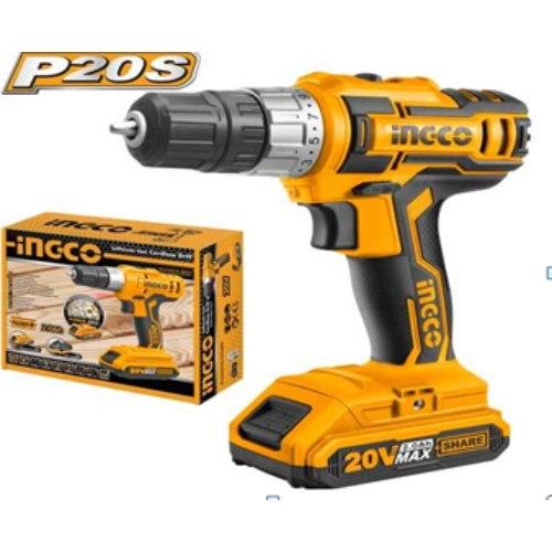 Ingco - Lithium-Ion Cordless Drill (20V) Including Battery and Charger Includes - Charger and 2.0 Ah Battery!