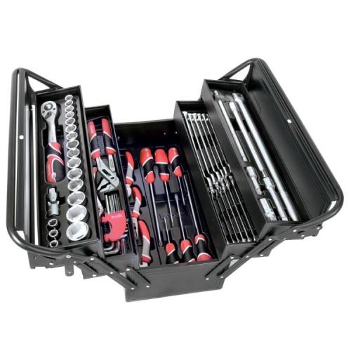 YATO 64PC TOOL KIT IN 5 TRAY CANTILEVER METAL TOOL BOX – LIFETIME WARRANTY